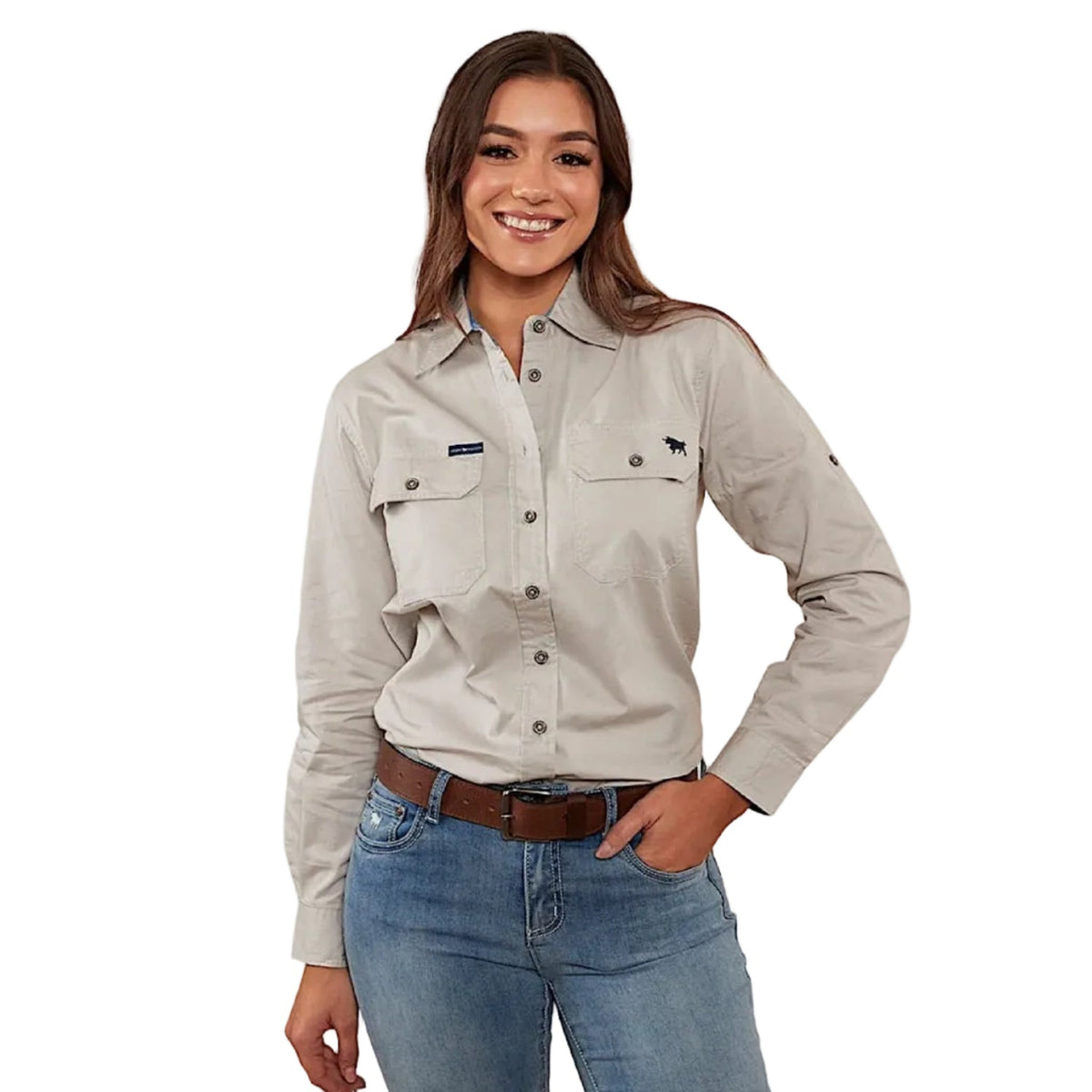 Ringers Western Women’s Pentecost River Full Button Work Shirt - Beige