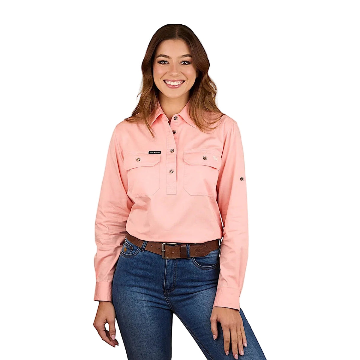 Ringers Western Women’s Pentecost River Half Button Work Shirt - Light Blush