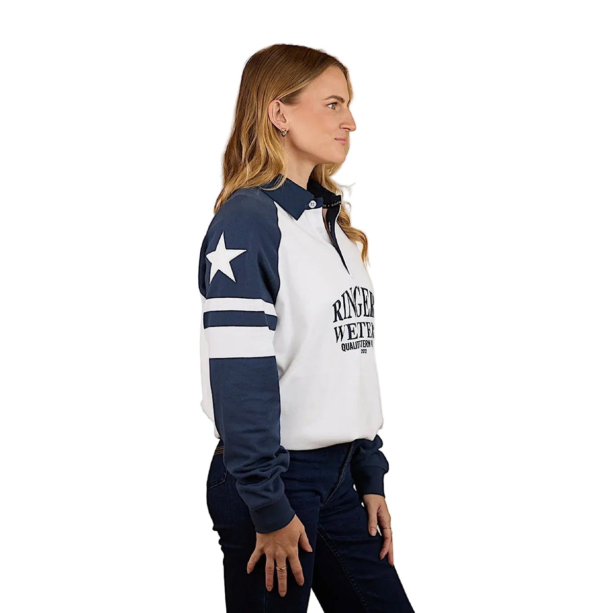 Ringers Western Women’s Player Oversized Rugby Jersey - White/Navy