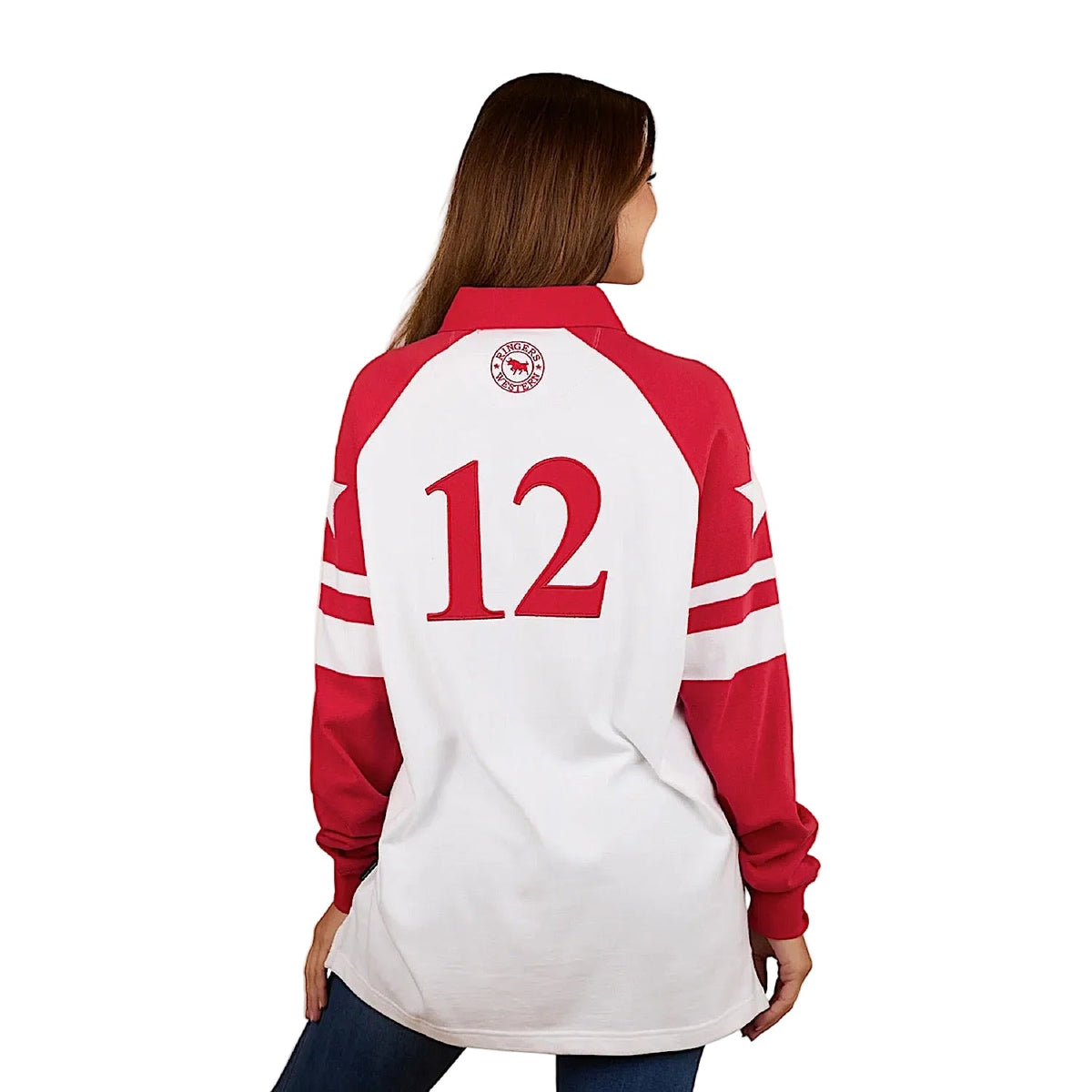 Ringers Western Women’s Player Oversized Rugby Jersey - White/Red