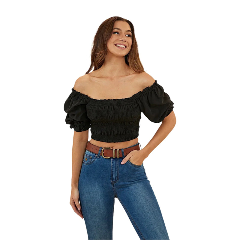 Ringers Western Women’s Rosabel Shirred Top - Black