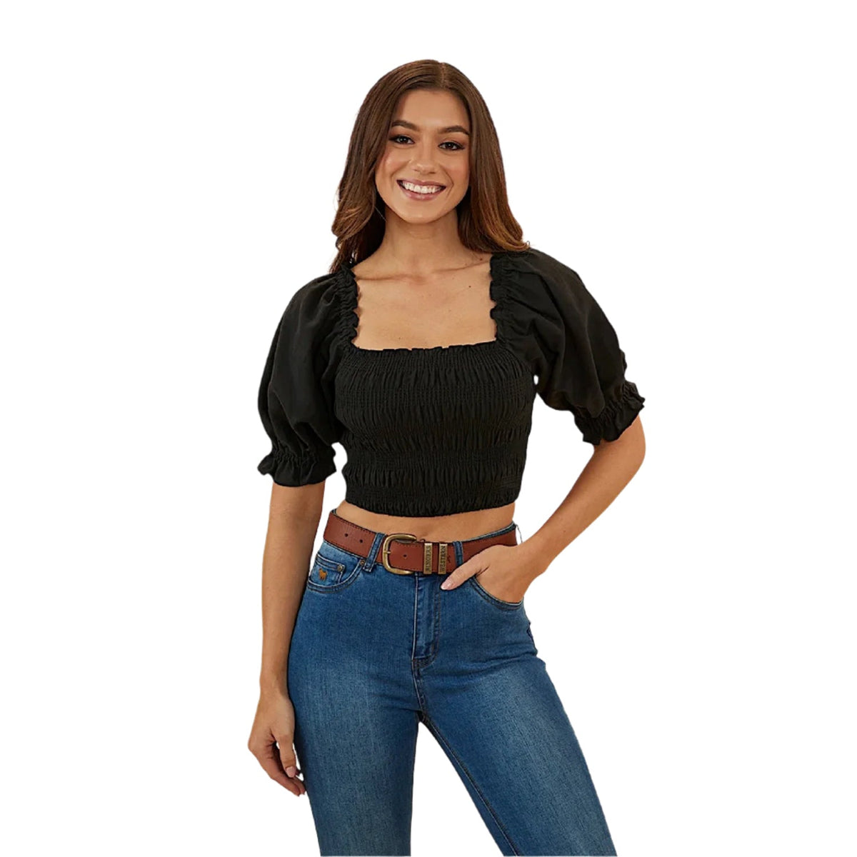 Ringers Western Women’s Rosabel Shirred Top - Black