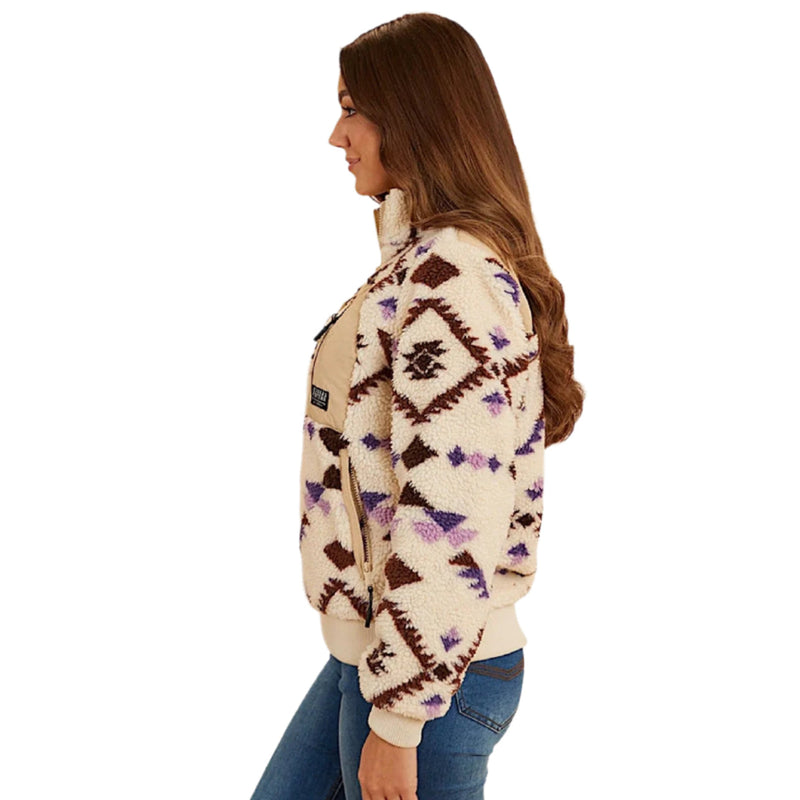 Ringers Western Women’s Rosanna 1/4 Zip Crew- Off White Aztec