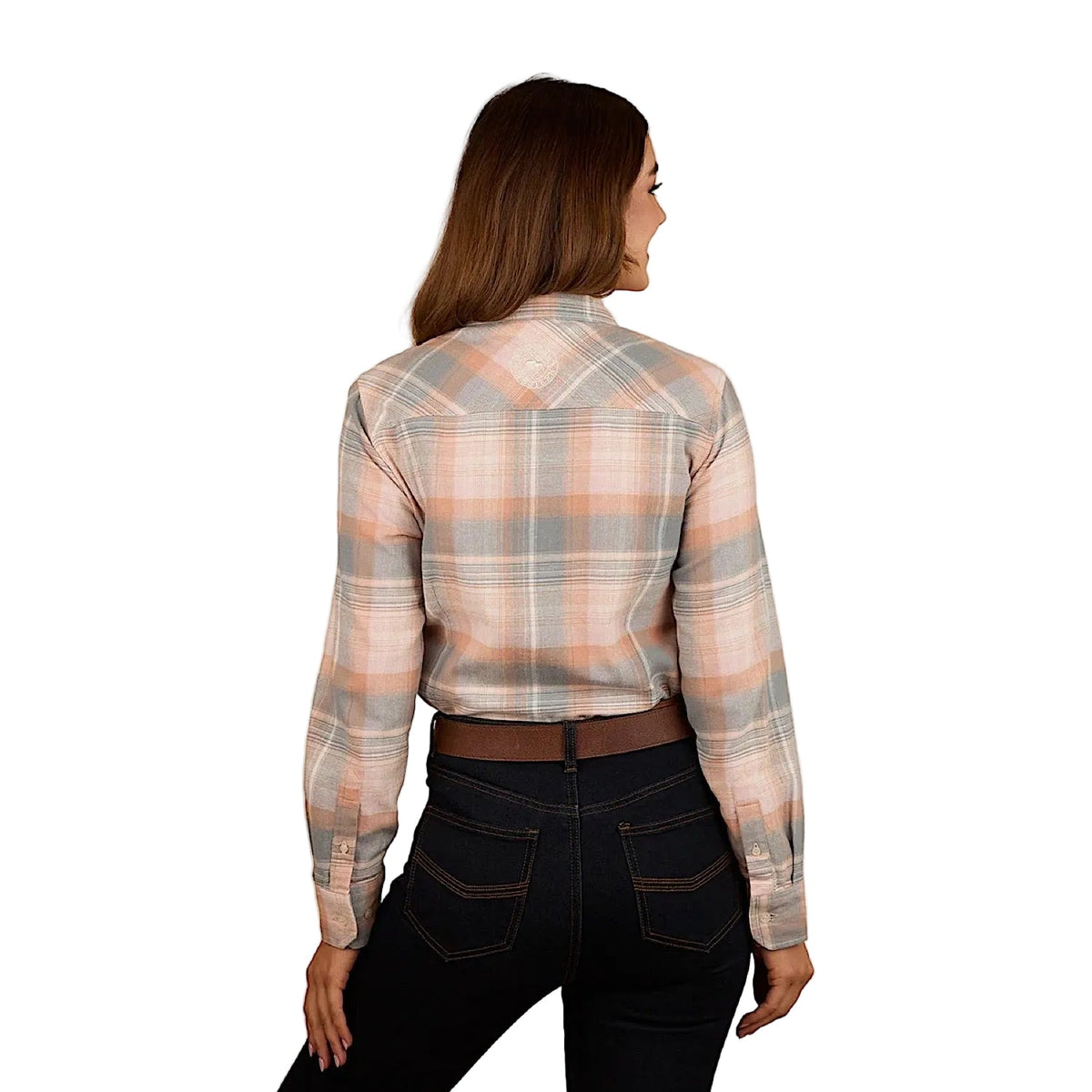 Ringers Western Women’s Rubyvale Flannel Shirt - Peach/Grey