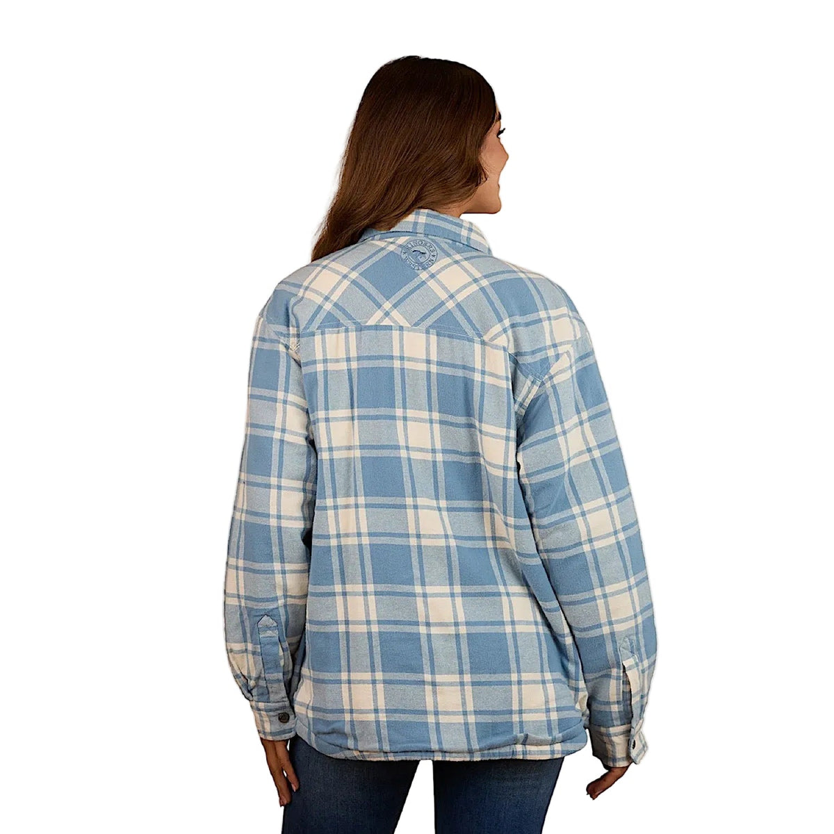 Ringers Western Women’s Sadie Sherpa Flannel - Faded Denim/Off White