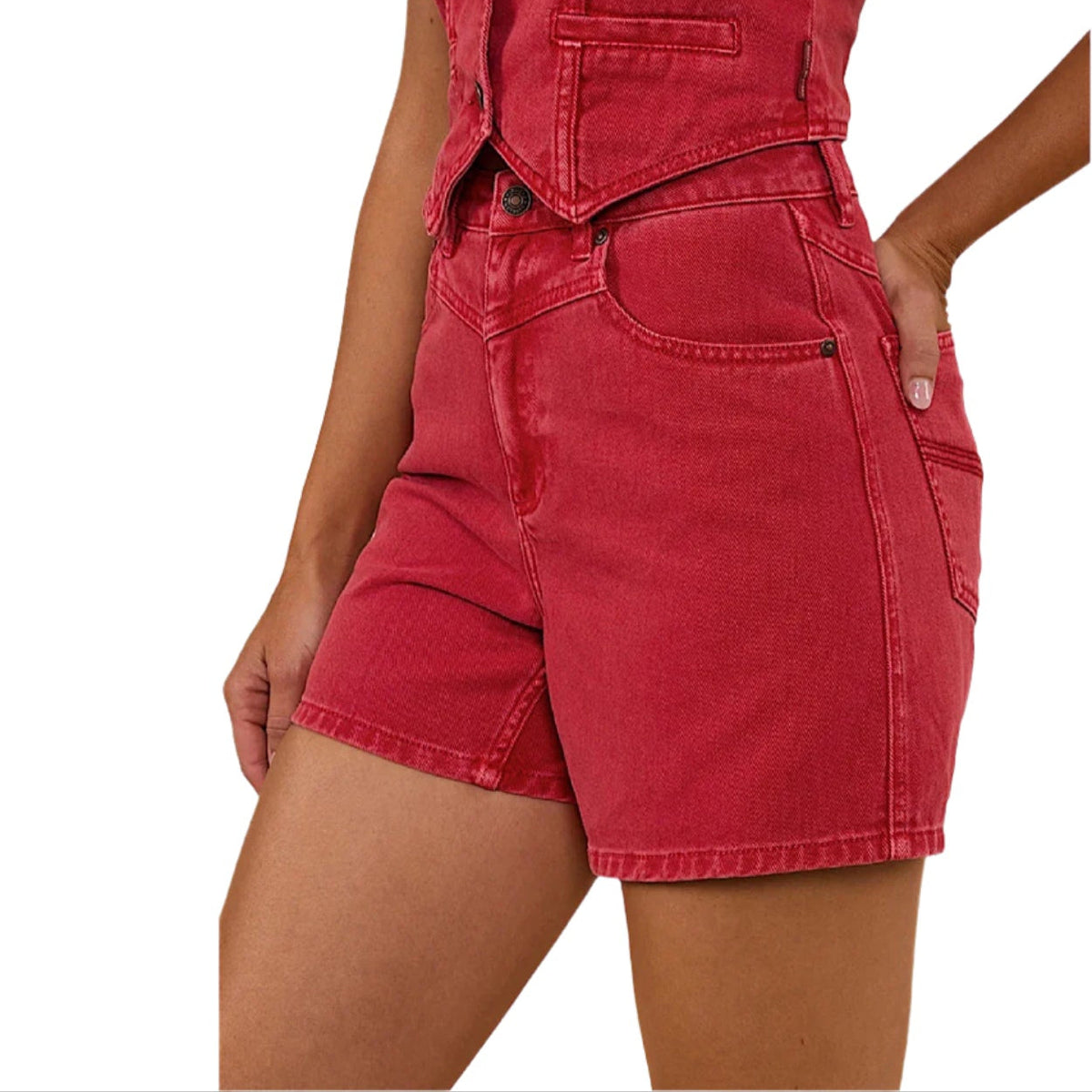 Ringers Western Women’s Saige High Rise Denim Short - Red