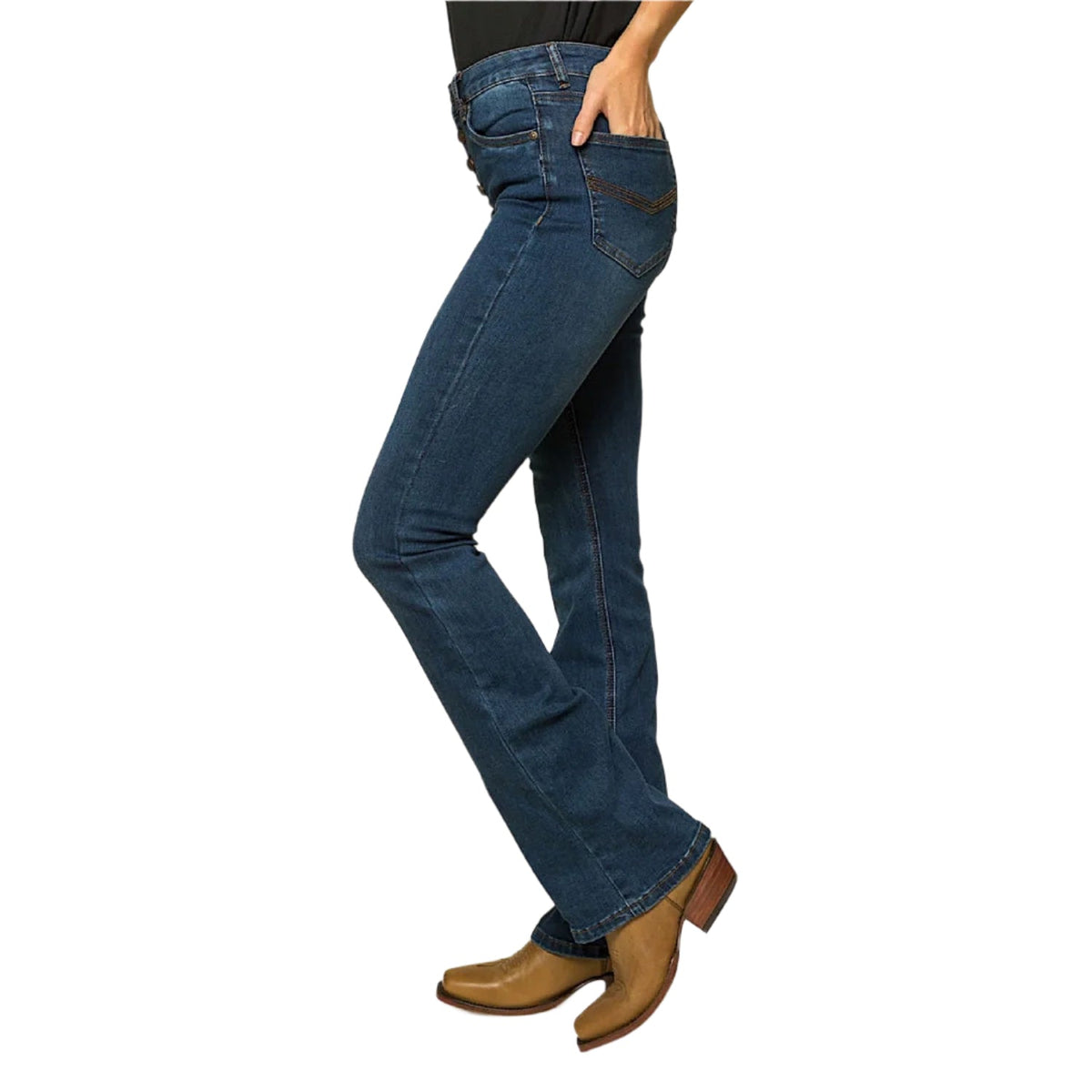Ringers Western Women's Selina Mid Rise Bootleg Jean - Classic Blue