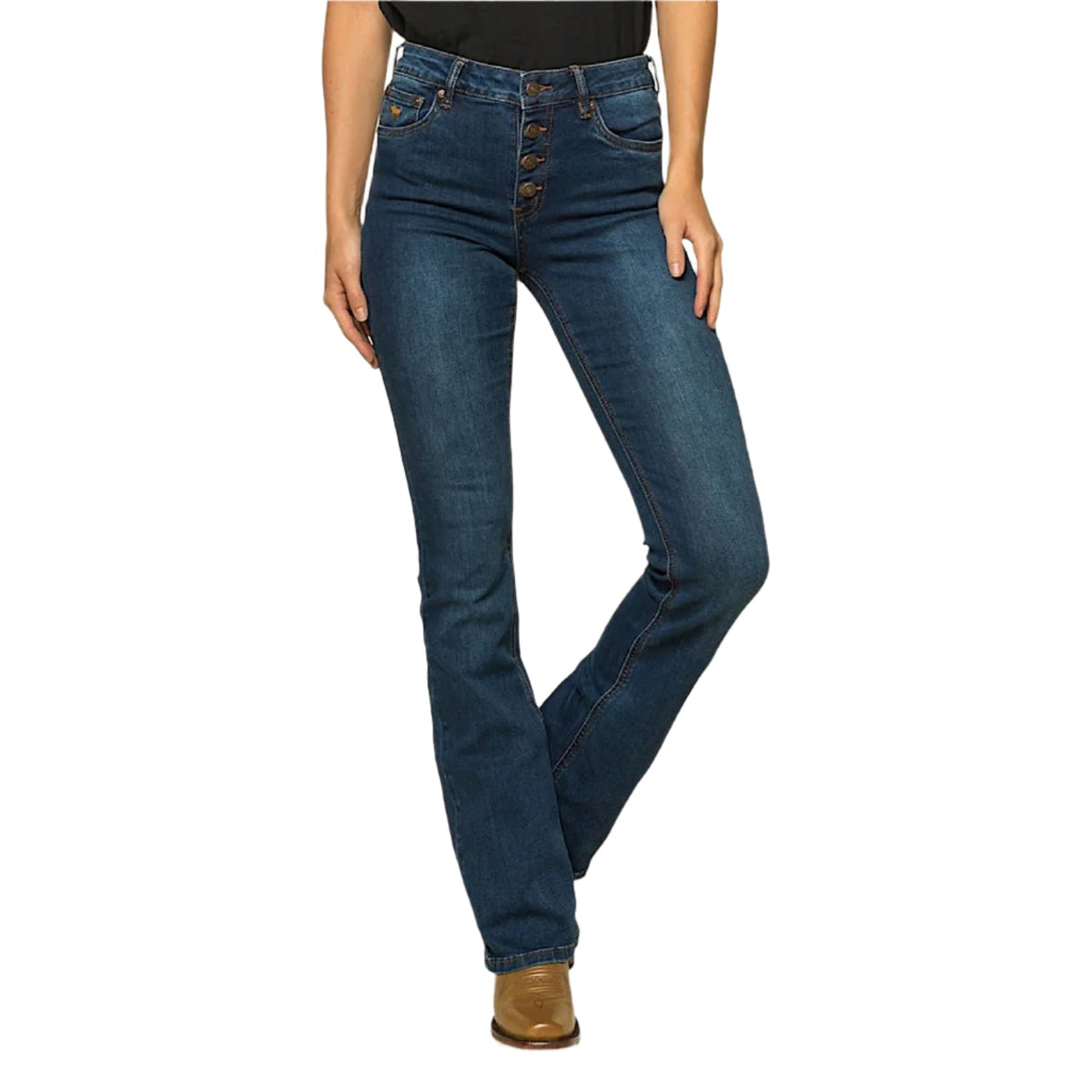 Ringers Western Women's Selina Mid Rise Bootleg Jean - Classic Blue
