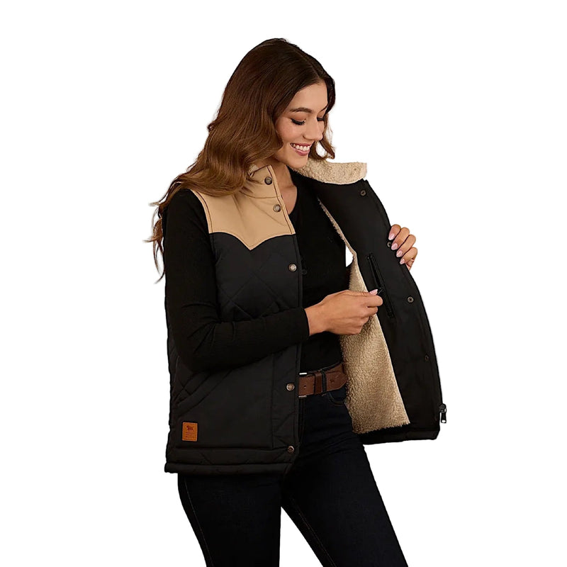 Ringers Western Women’s Selwyn Puffer Vest - Dark Sand/Black