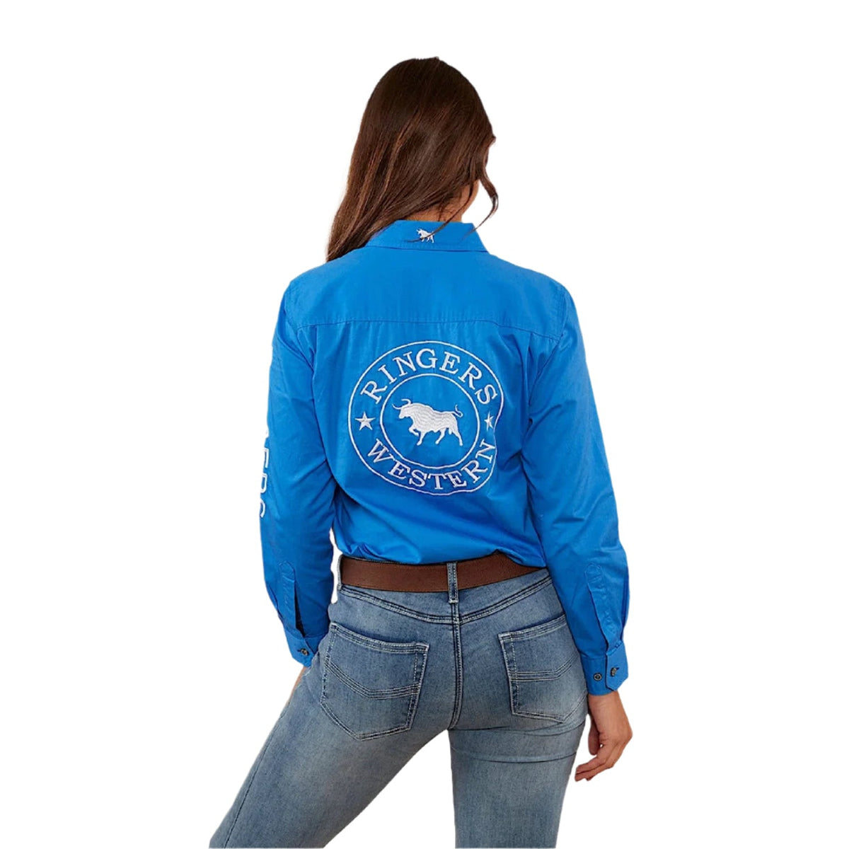 Ringers Western Women’s Signature Jillaroo Full Button Work Shirt - Blue/White