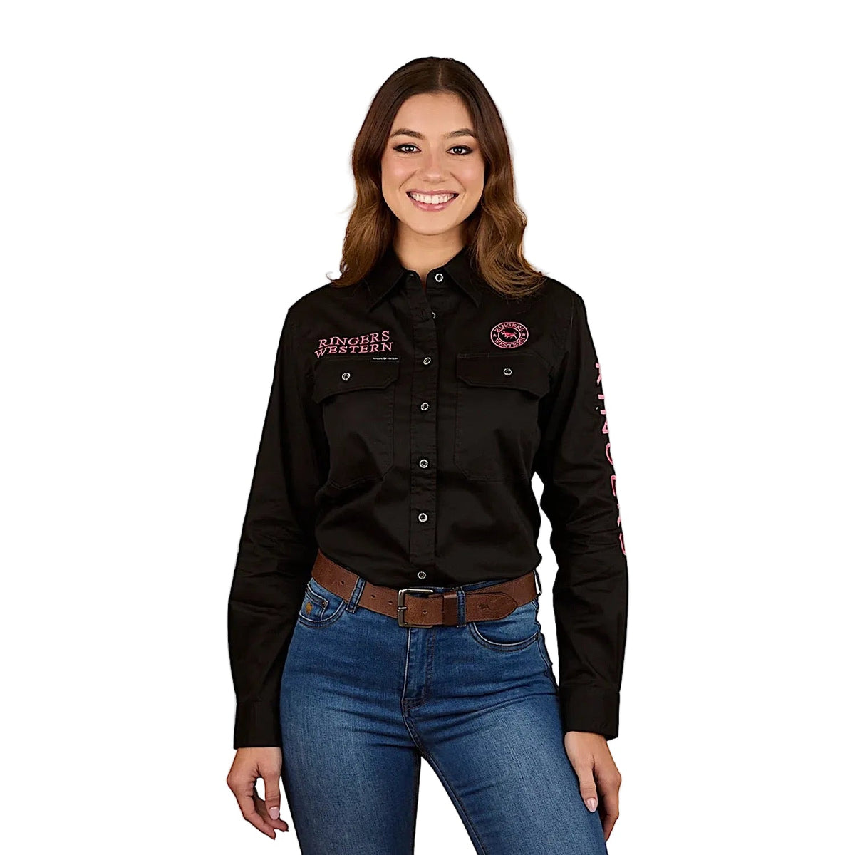 Ringers Western Women’s Signature Jillaroo Printed Full Button Work Shirt - Black/Multi