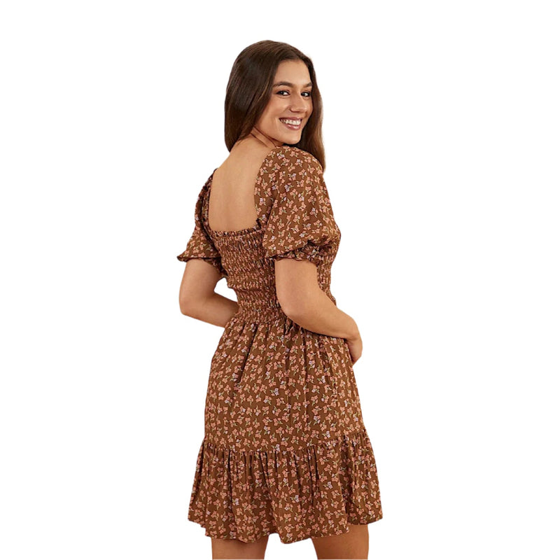 Ringers Western Women’s Tahlia Shirred Mini Dress - Toffee