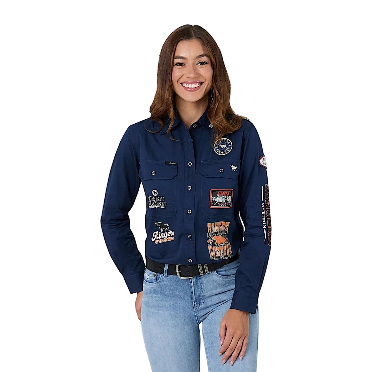 Ringers Western Women’s Trailblazer Full Button Work Shirt - Navy