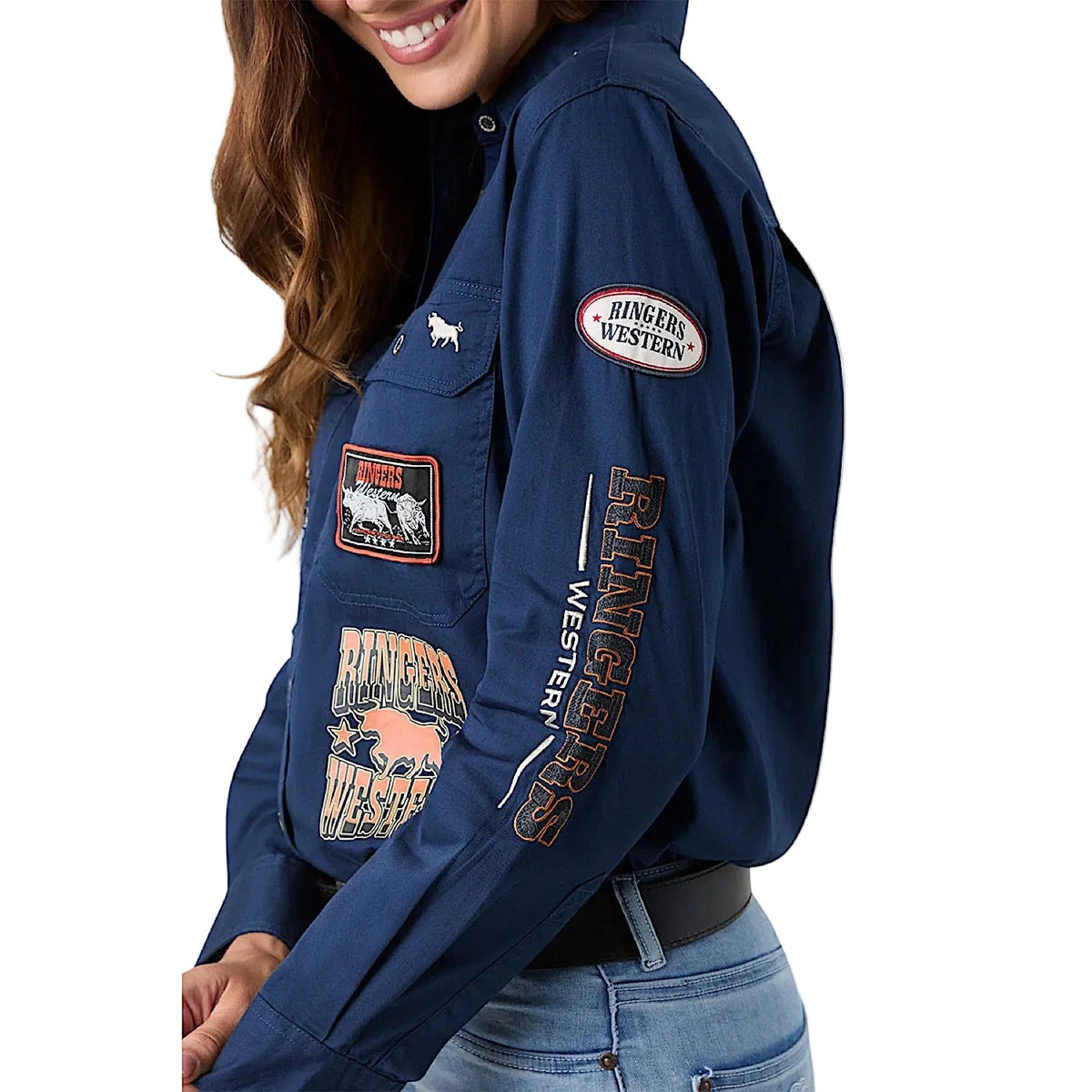 Ringers Western Women’s Trailblazer Full Button Work Shirt - Navy