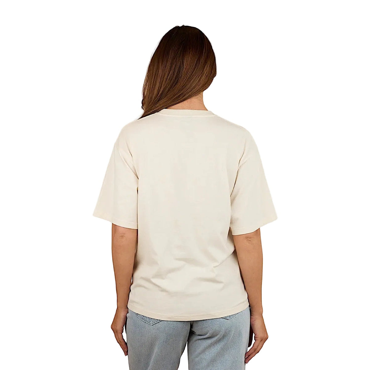 Ringers Western Women’s Varsity Oversized T-Shirt - Off White/Cow Print