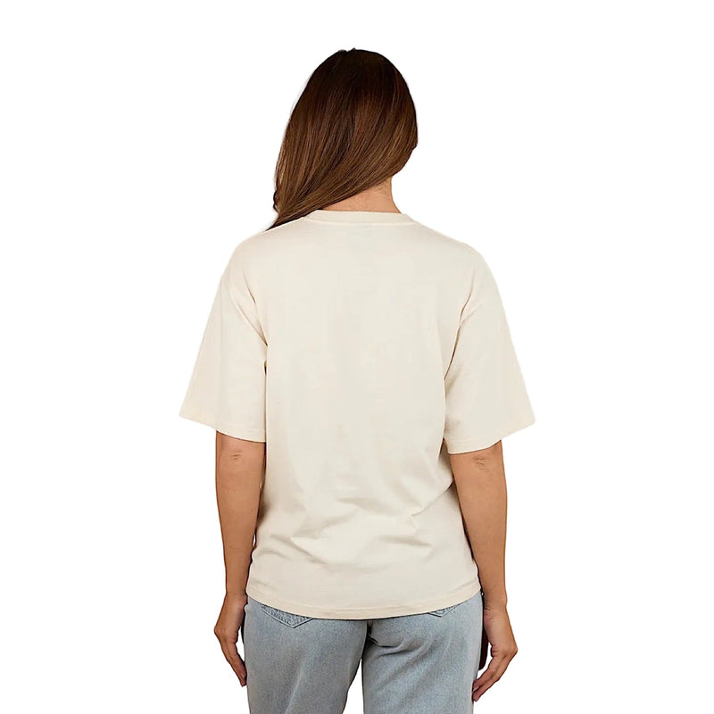 Ringers Western Women’s Varsity Oversized T-Shirt - Off White/Cow Print