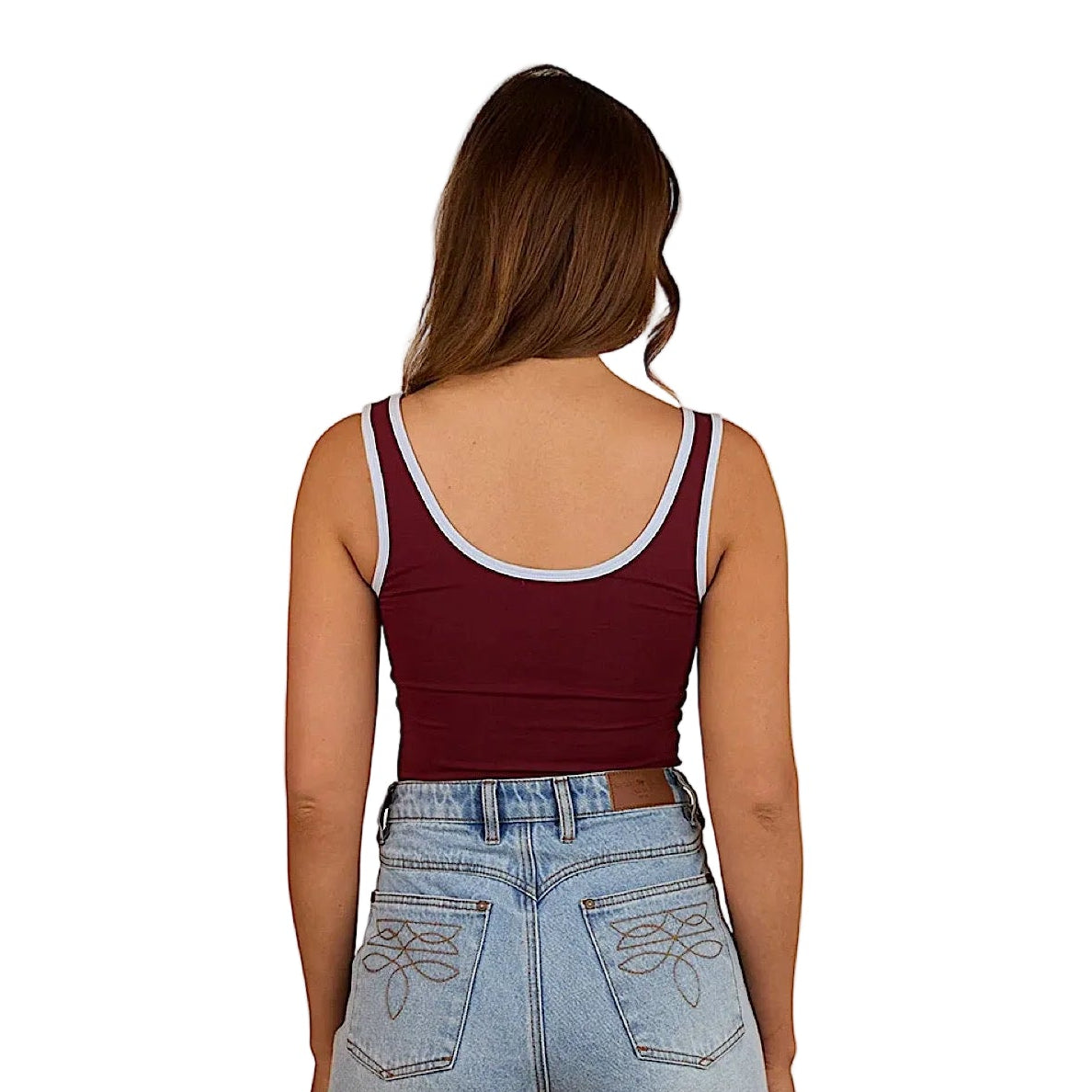 Ringers Western Women’s Villa Ringer Tank - Burgundy/Light Blue