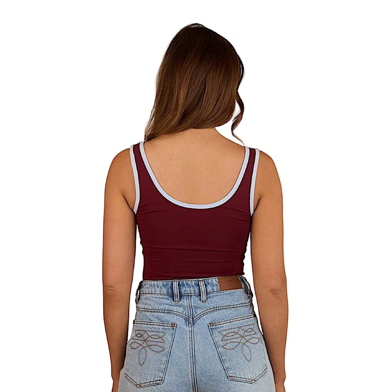 Ringers Western Women’s Villa Ringer Tank - Burgundy/Light Blue