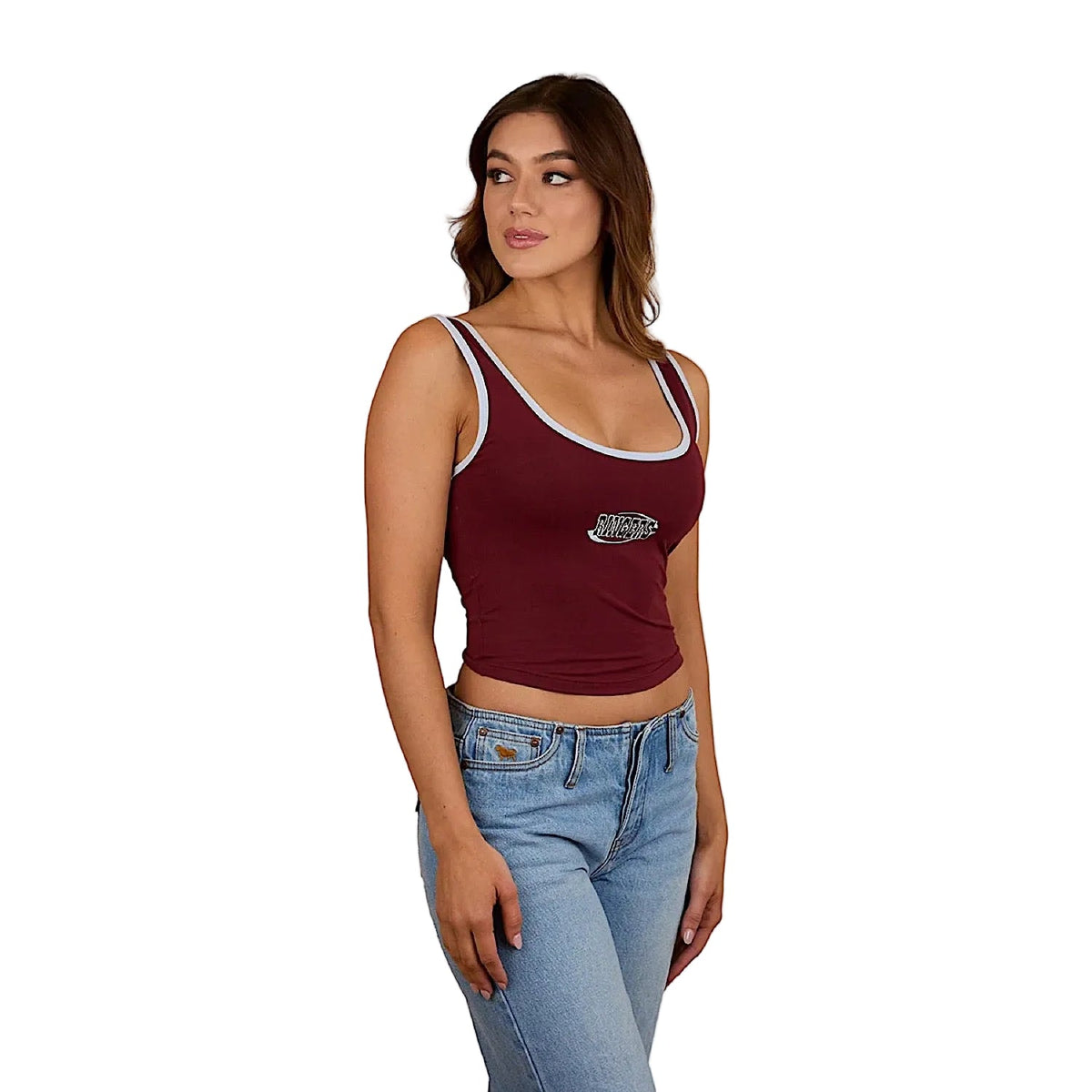 Ringers Western Women’s Villa Ringer Tank - Burgundy/Light Blue