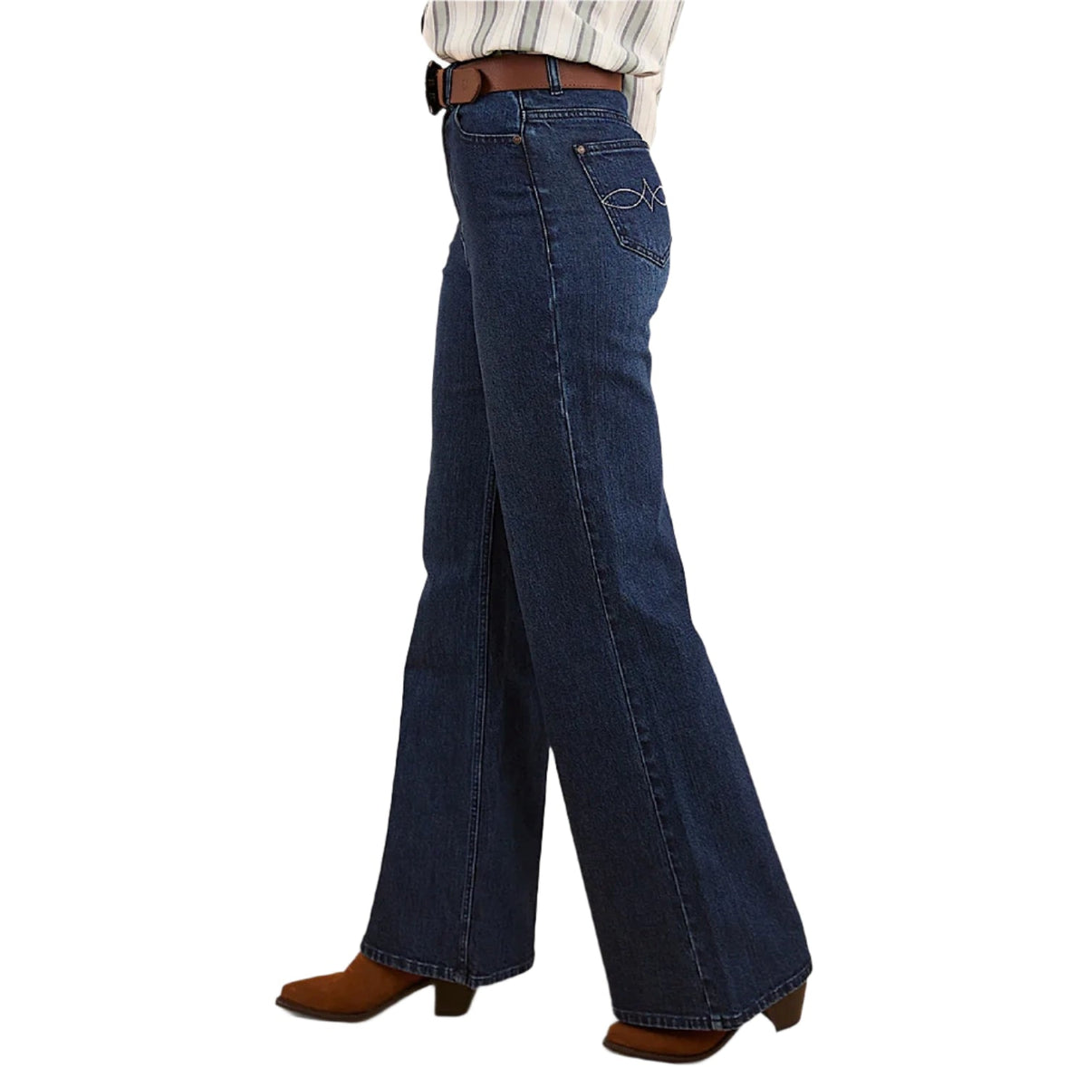 Ringers Western Women’s Visalia Wide Leg Jean - Dark Wash Blue