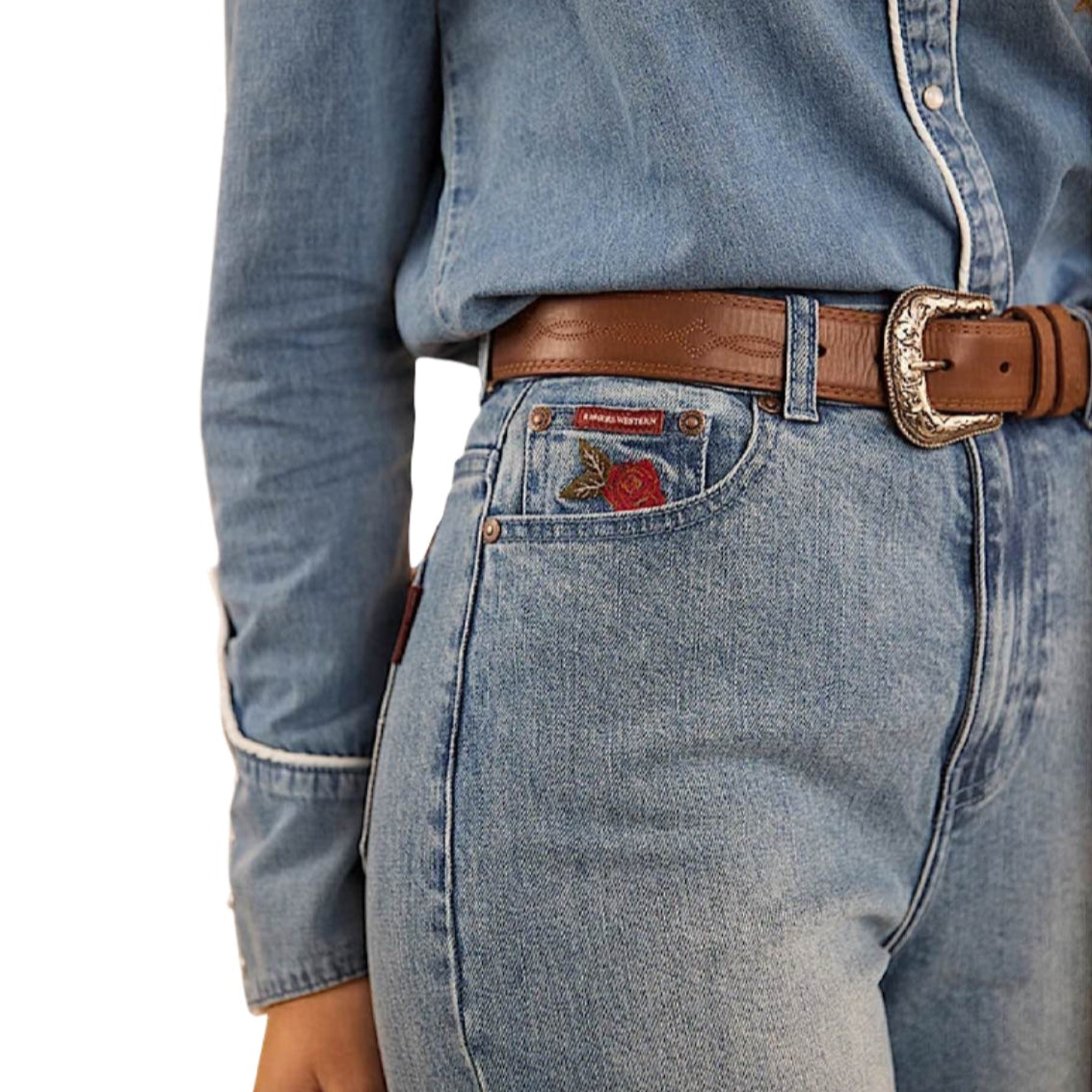 Ringers Western Women’s Visalia Wide Leg Jean - Light Wash Blue