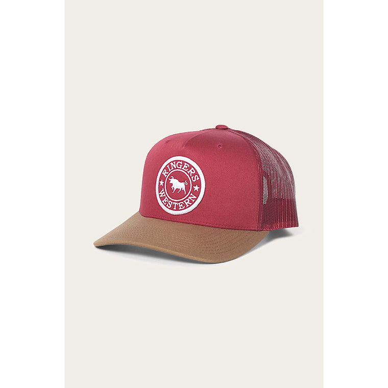 Ringers Western Signature Bull Trucker Cap - Burgundy & Clay with White & Burgundy Patch