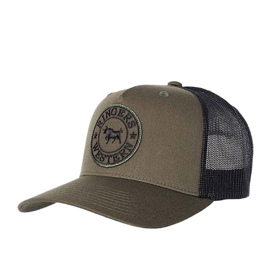 Ringers Western Signature Bull Trucker Cap - Army with Army & Black Patch