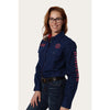 Ringers Western Signature Jillaroo Women's Full Button Work Shirt - Navy/Melon