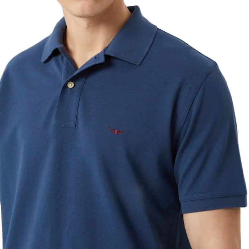 RM Williams Mens Rod Polo - Ensign Blue