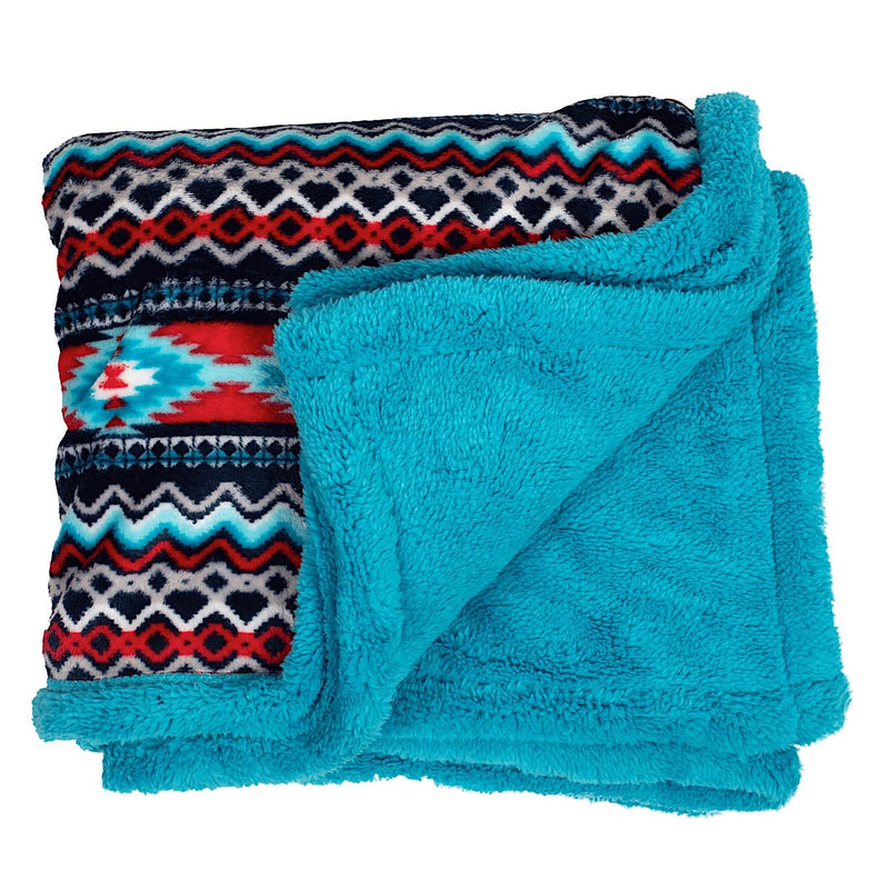 Roper Aztec Fleece Throw - Aztec Red