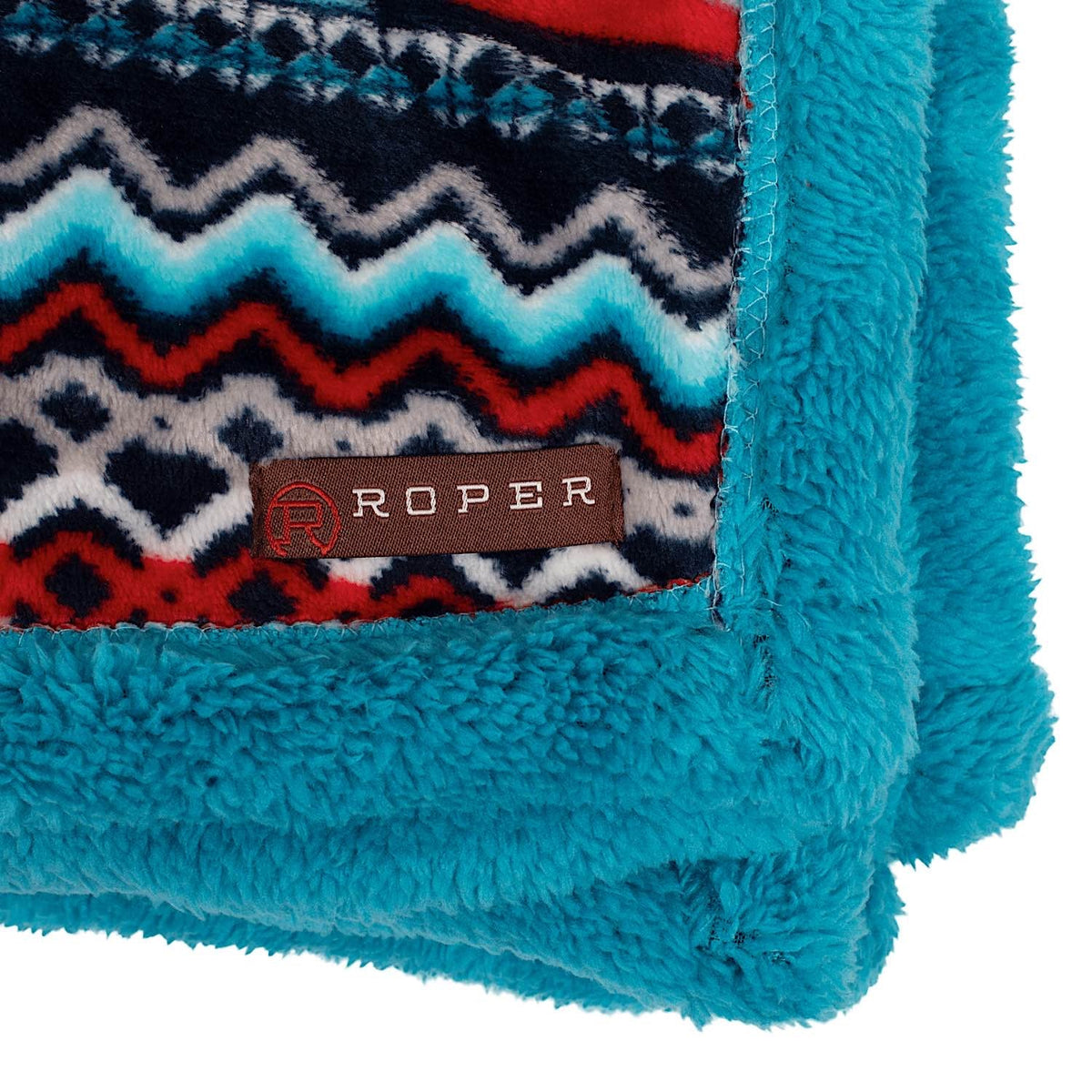Roper Aztec Fleece Throw - Aztec Red