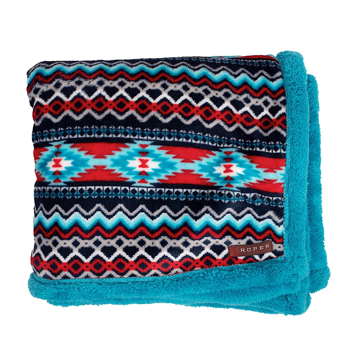 Roper Aztec Fleece Throw - Aztec Red