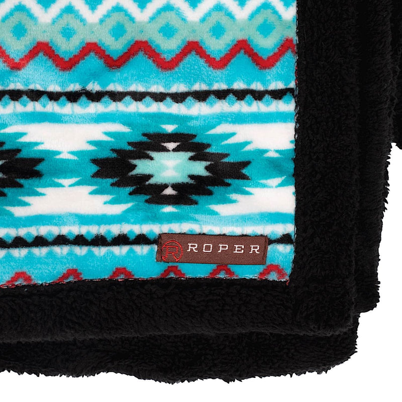 Roper Aztec Fleece Throw - Aztec Turquoise