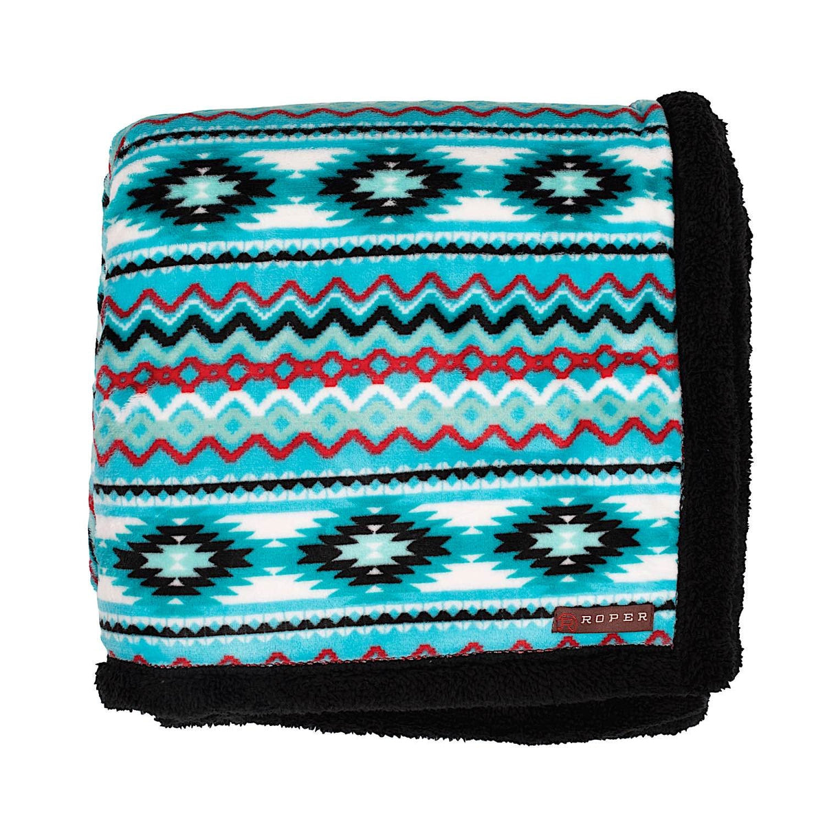 Roper Aztec Fleece Throw - Aztec Turquoise
