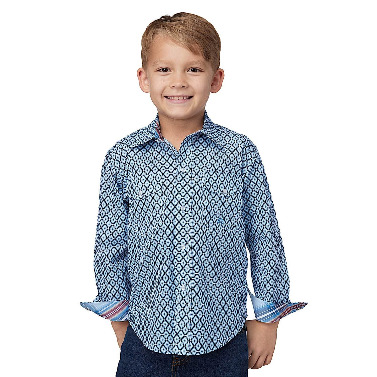 Roper Boy’s Amarillo Collection Shirt - Blue Foulard Print