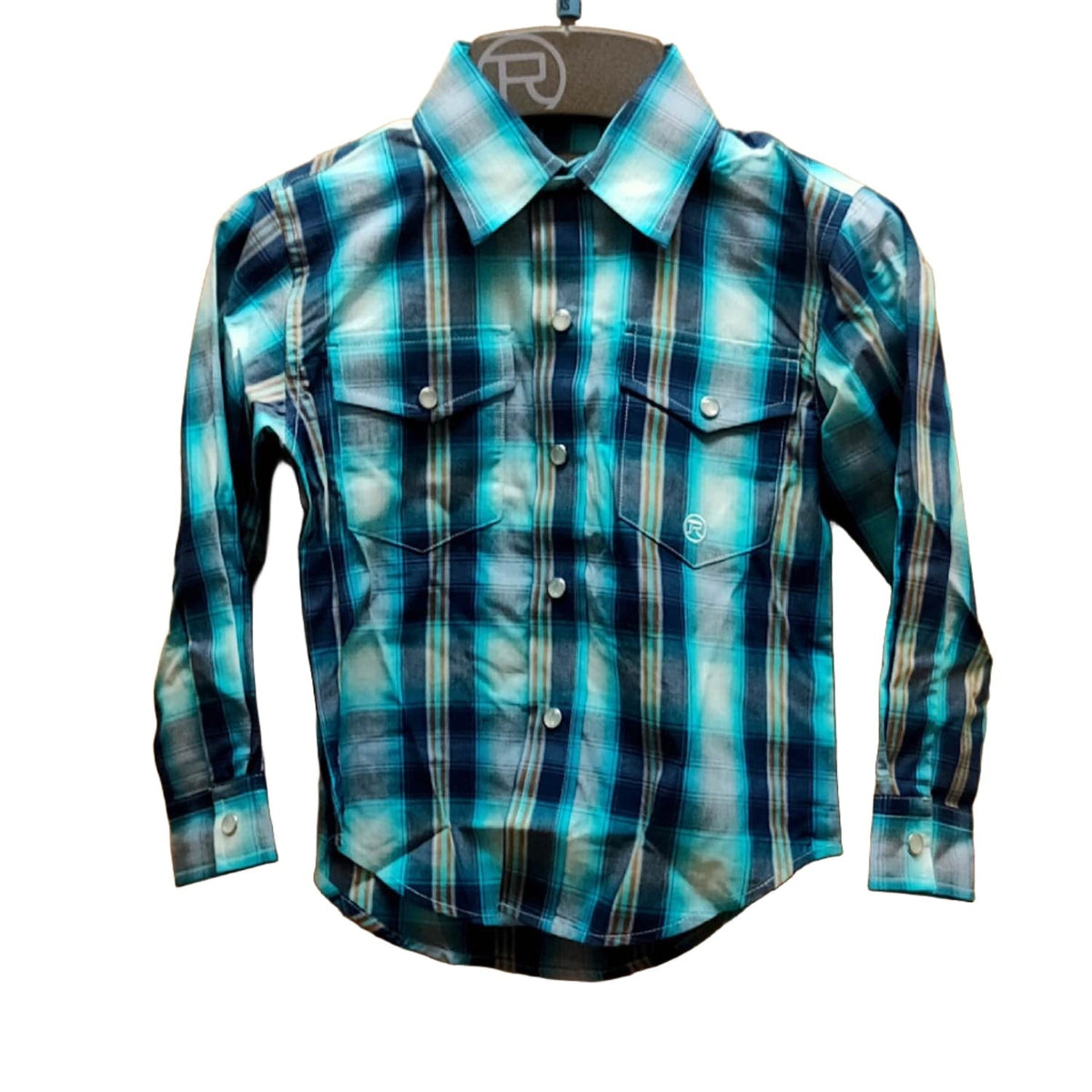 Roper Boy’s Amarillo Collection Shirt Plaid Blue