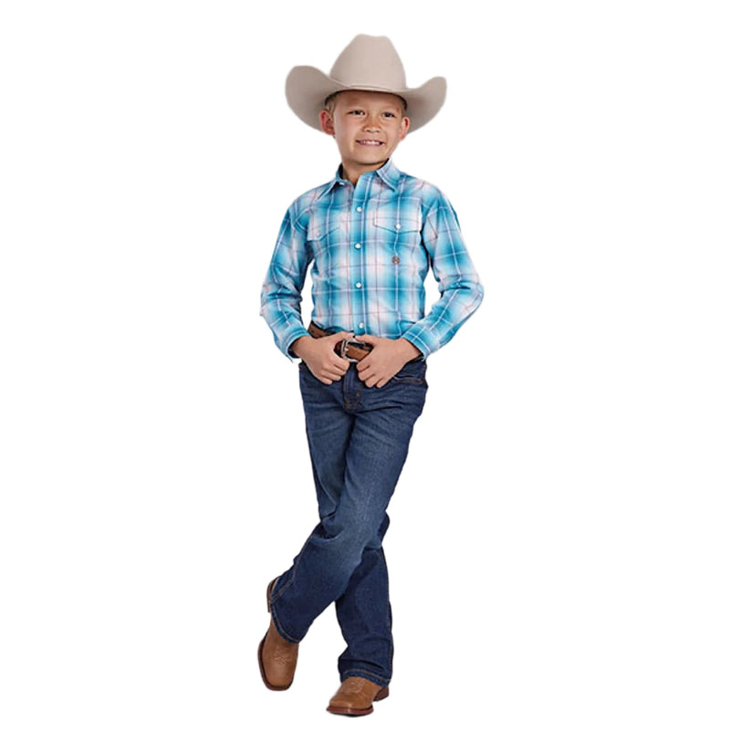 Roper Boy’s Amarillo Collection Shirt - Plaid Blue