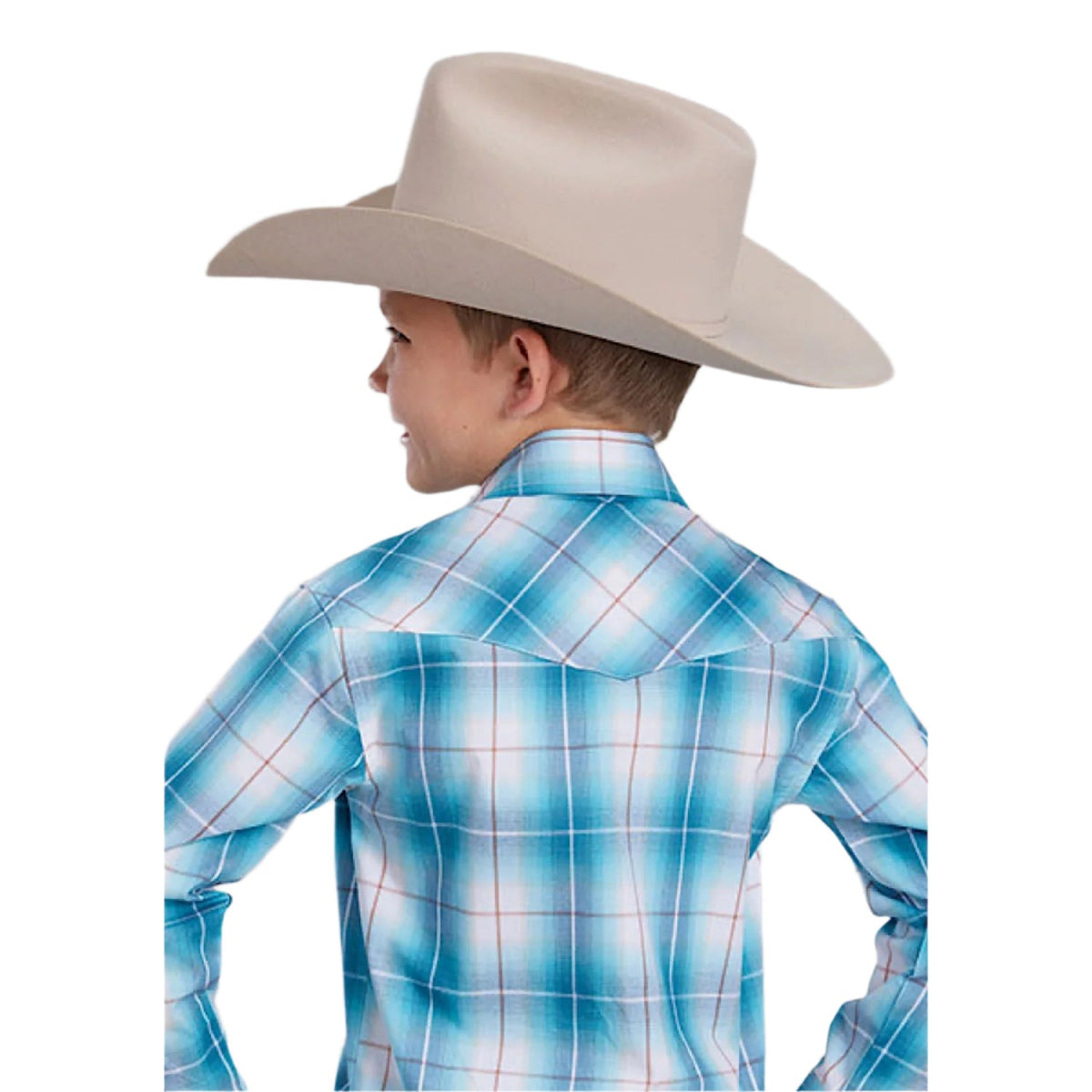 Roper Boy’s Amarillo Collection Shirt - Plaid Blue