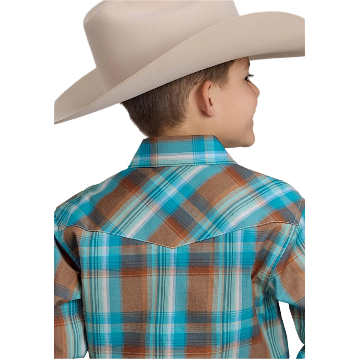 Roper Boy’s Amarillo Collection Shirt - Plaid Orange