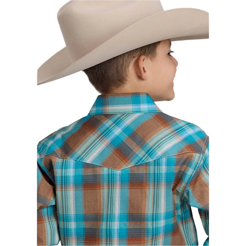Roper Boy’s Amarillo Collection Shirt - Plaid Orange