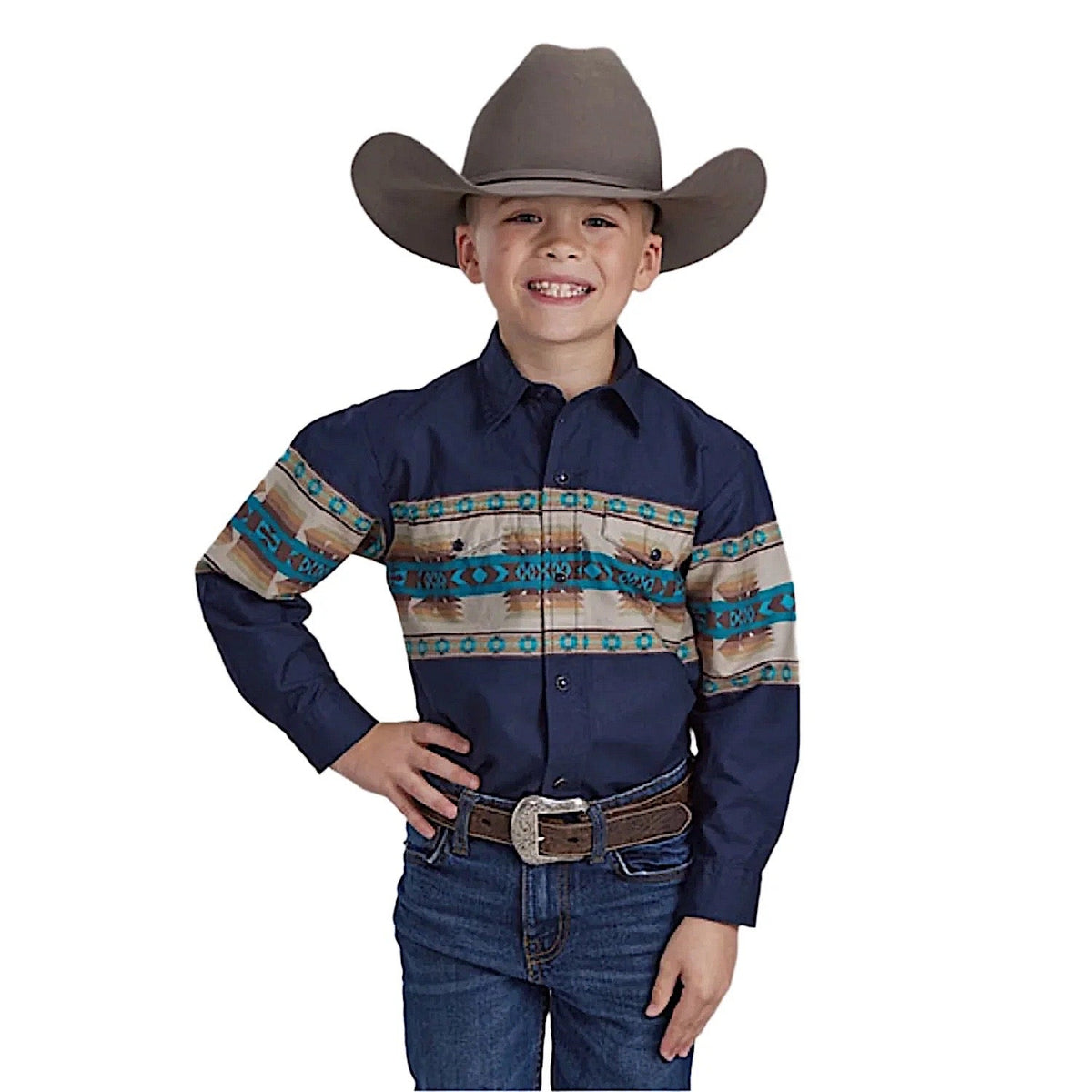 Roper Boy’s Vintage Collection Shirt - Print Blue