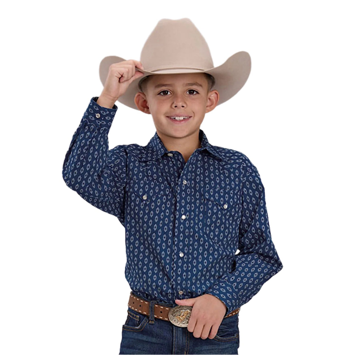 Roper Boy’s West Made Collection Shirt - Print Blue
