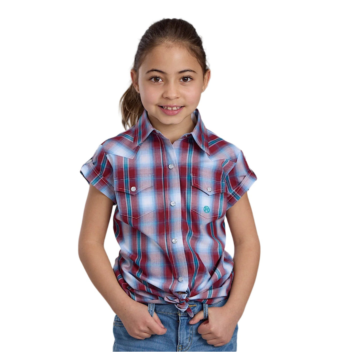 Roper Girl’s Amarillo Collection Short Sleeve Shirt - Plaid Red