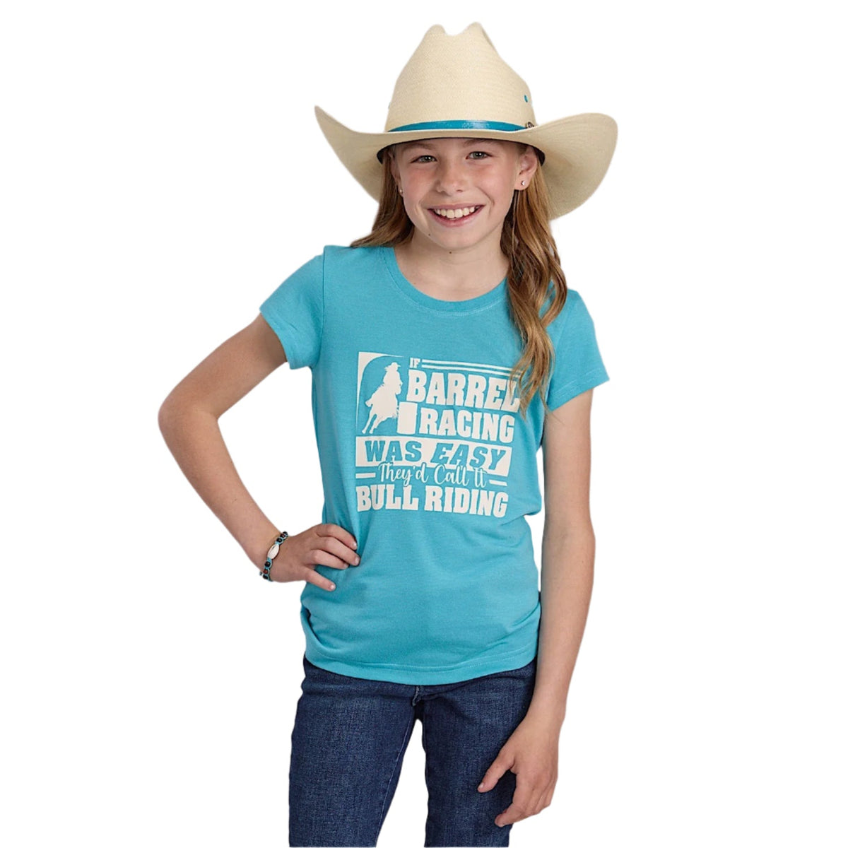 Roper Girl’s Five Star Collection T-Shirt - Solid Blue