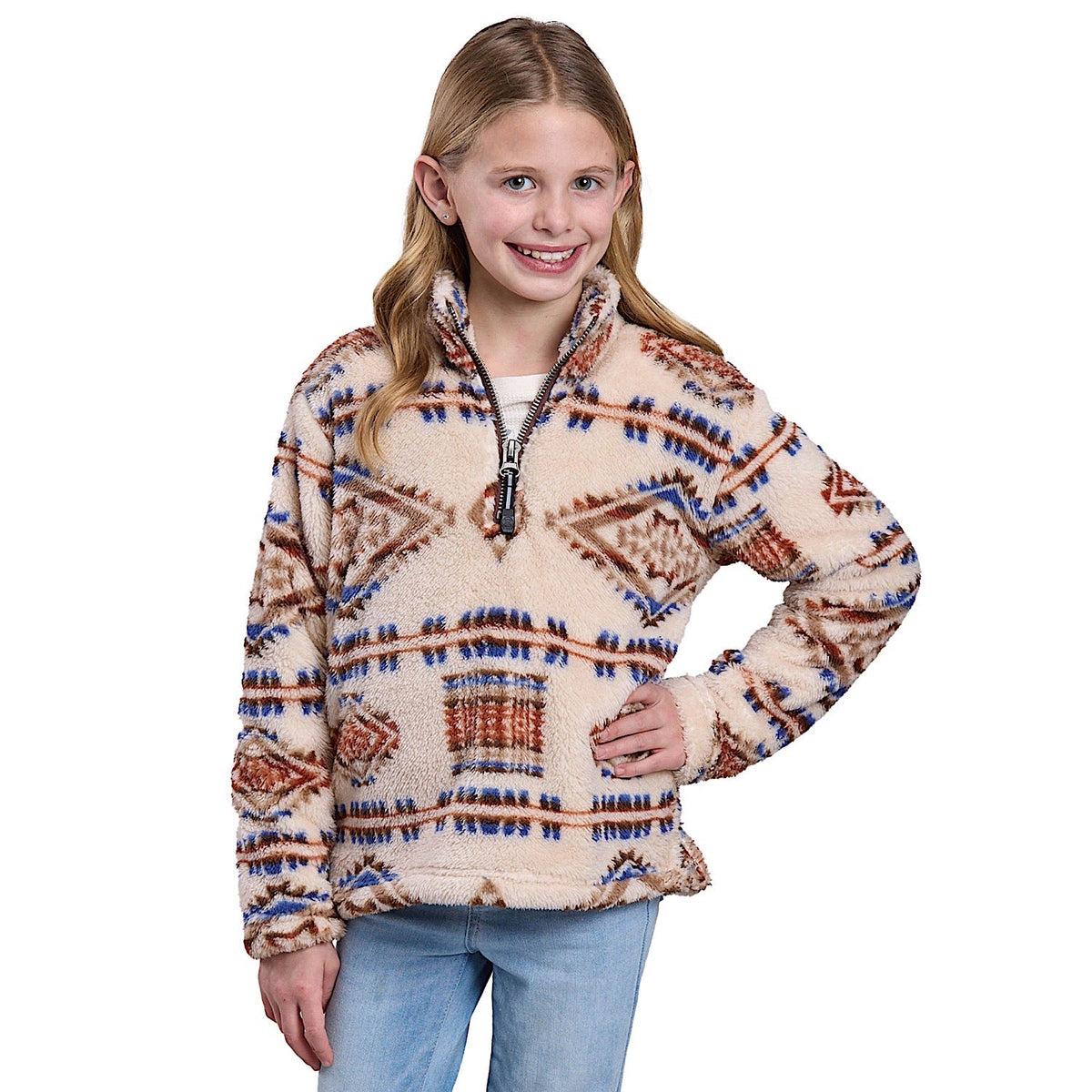 Roper Girl’s Fleece Pullover - Brown
