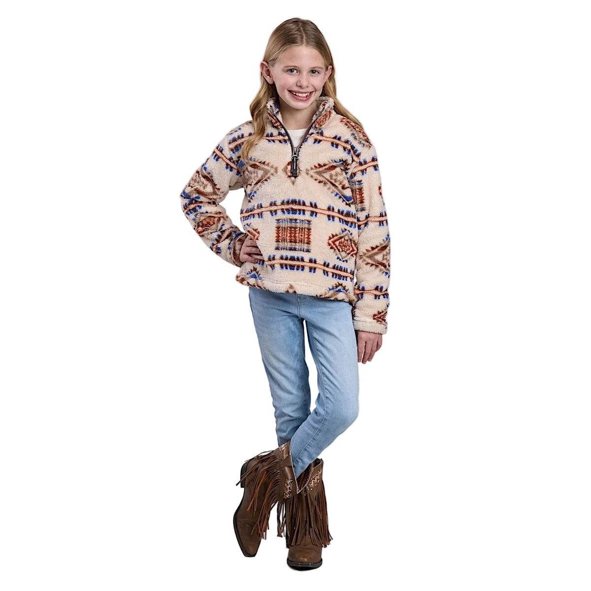 Roper Girl’s Fleece Pullover - Brown