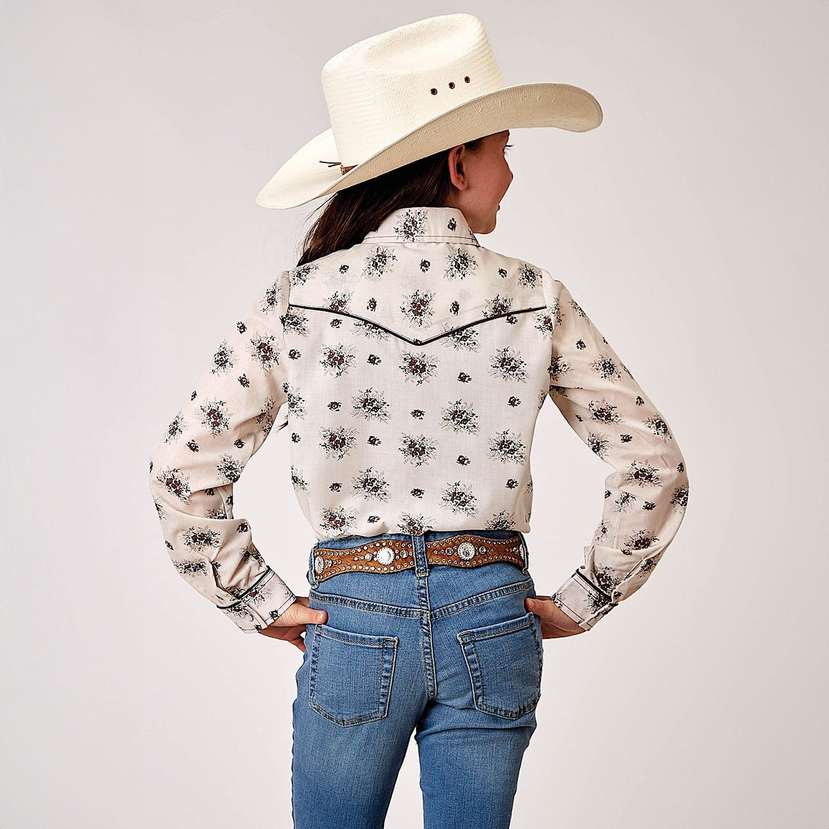 Roper Girl’s Karman Special Collection Shirt - Print White