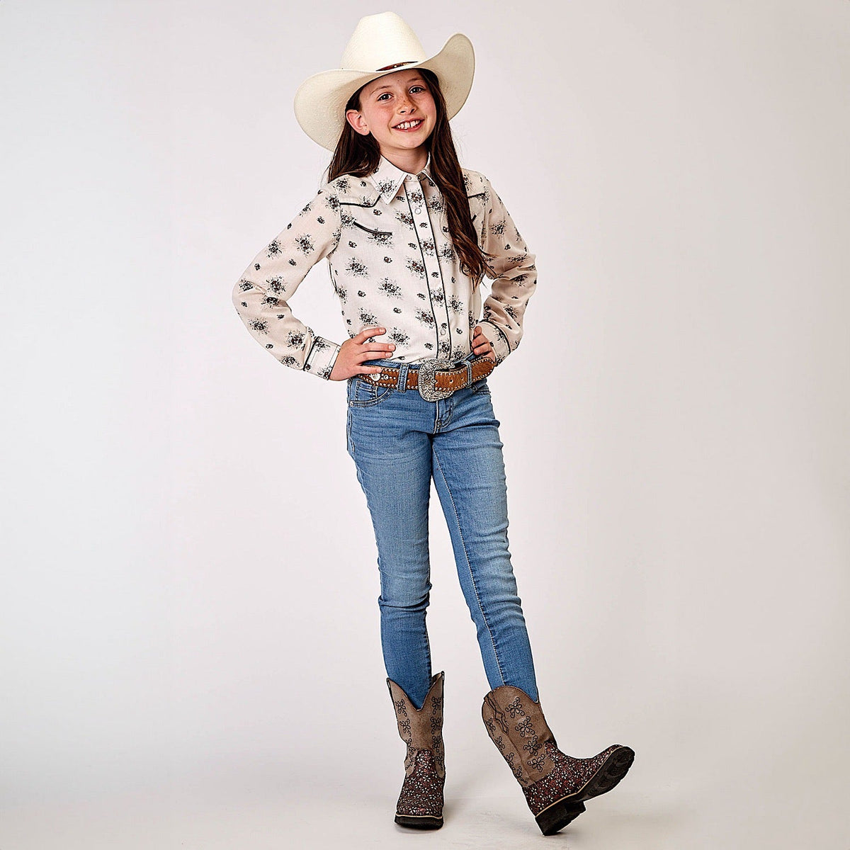Roper Girl’s Karman Special Collection Shirt - Print White
