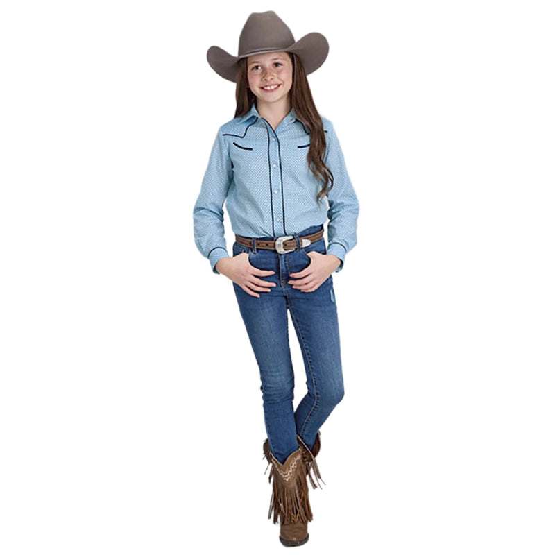 Roper Girl’s Karman Special Style Shirt - Print Blue