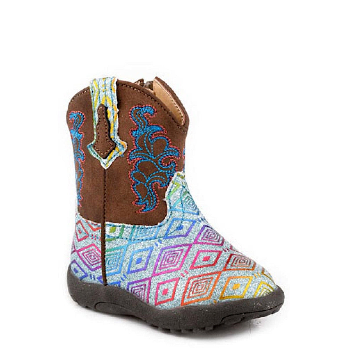 Roper INFANT Cowbaby Maya Boot - Blue Aztec Glitter/Brown